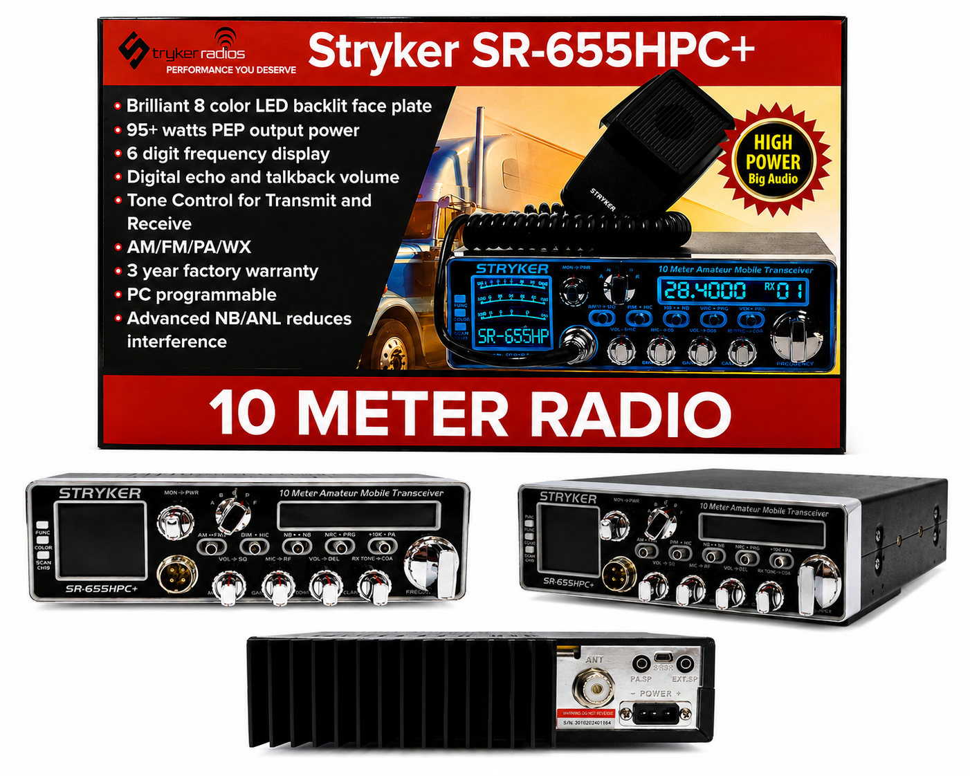 Stryker SR-655HPC+ 10 Meter Radio | High-Power AM/FM Mobile Transceiver
