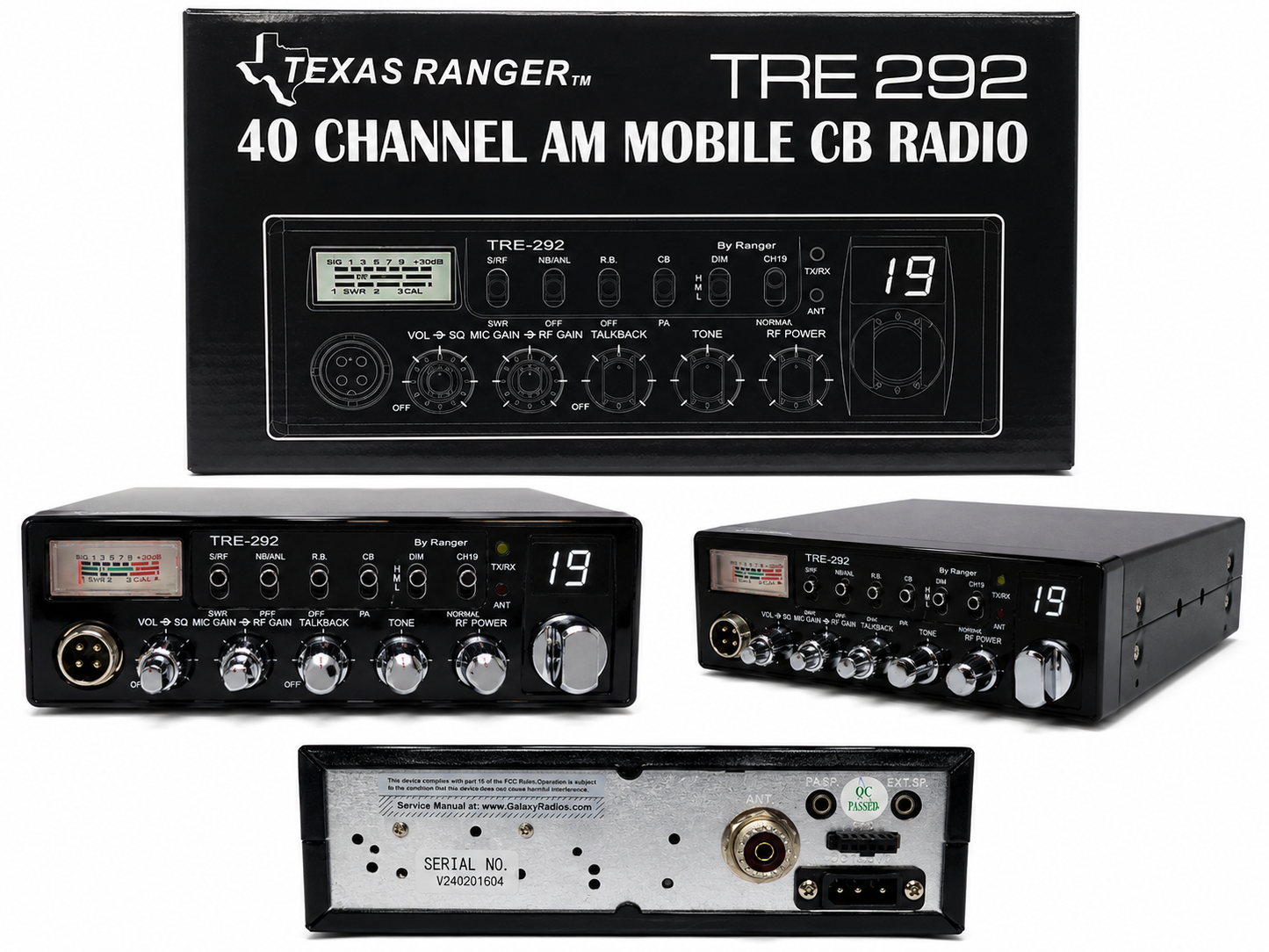 Texas Ranger TRE-292 40 Channel CB Radio | AM Mobile CB Transceiver